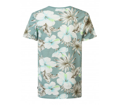 PETROL : T-shirt km met hawai print