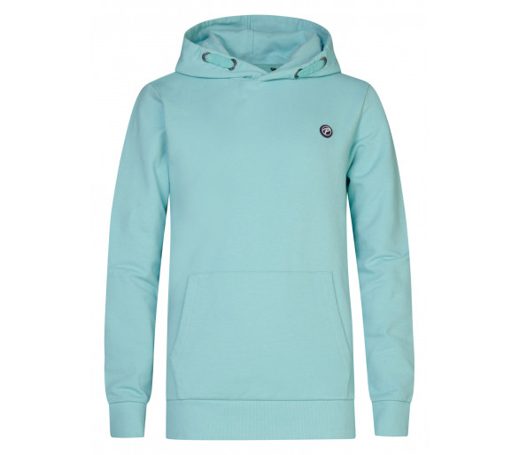 PETROL : Effen hoodie met klein logo vooraan