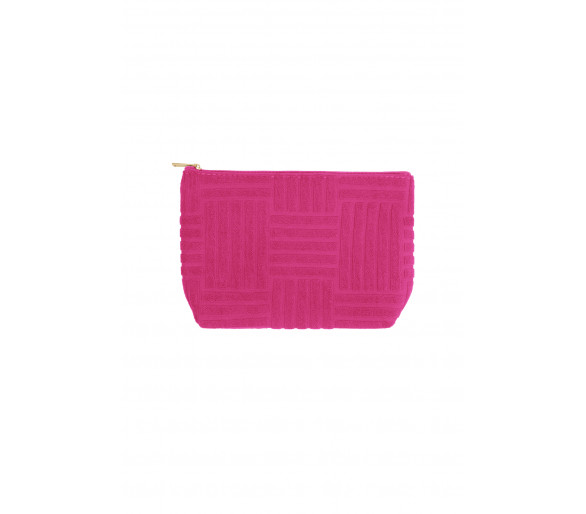 Trousse de maquillage de voyage légère en jacquard fuchsia