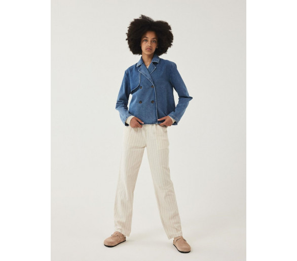 LMTD : Trendy linnen broek met fijne streep