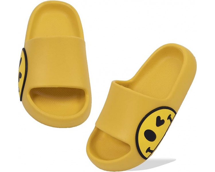 Smiley slippers : Gele slippers met gele smiley opzij