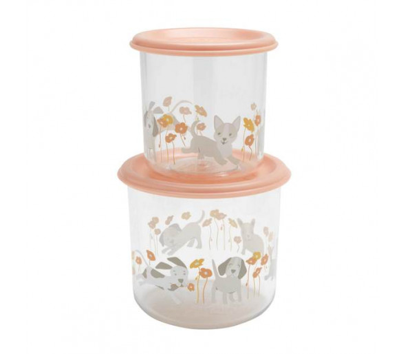Good Lunch® snack containers L (set of 2) Puppies & Poppies