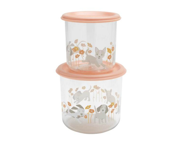 Good Lunch® snack containers L (set of 2) Puppies & Poppies