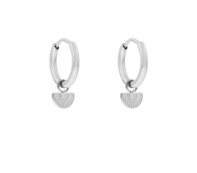 EARRINGS SMALL WITH PENDANT FAN FIGURE - SILVER