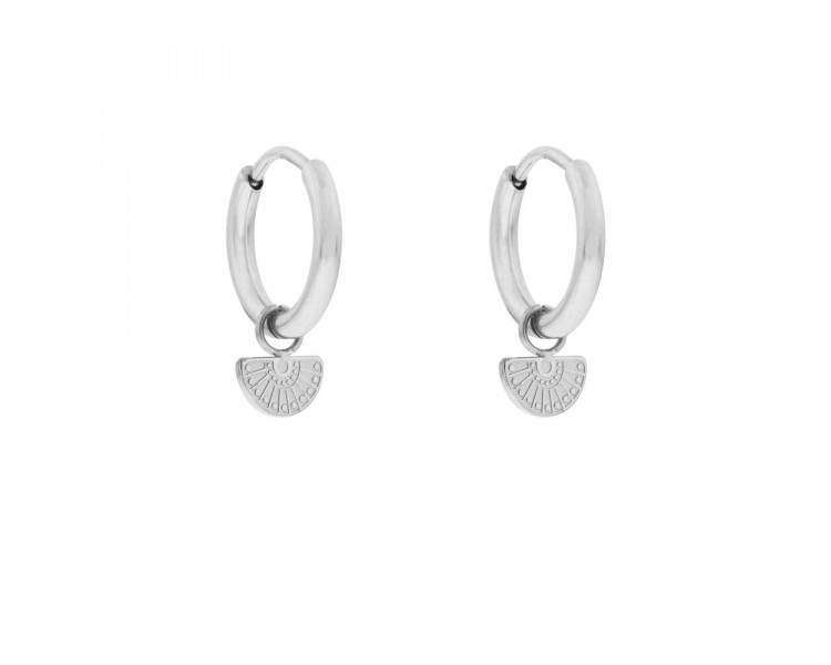 EARRINGS SMALL WITH PENDANT FAN FIGURE - SILVER EARRINGS SMALL WITH PENDANT FAN FIGURE - SILVER
