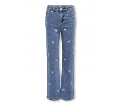 KIDS ONLY : Wide-leg jeans met hartjes