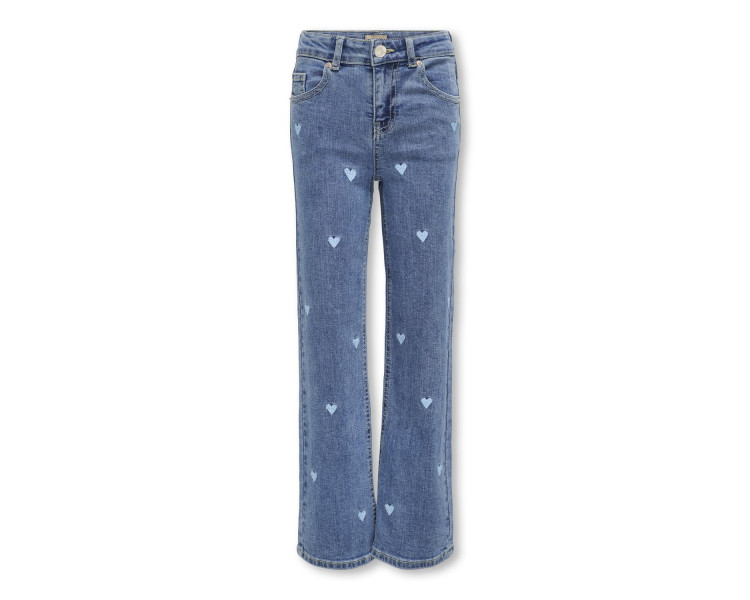 KIDS ONLY : Wide-leg jeans met hartjes