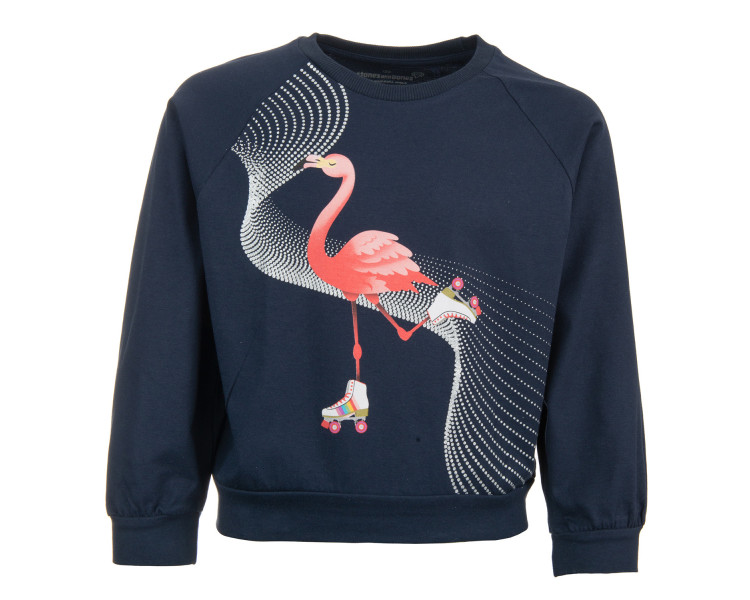 STONES AND BONES : T-shirt lm met schaatsende flamingo