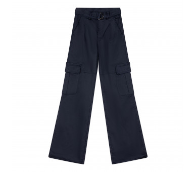 INDIAN BLUE : Wijde cargo broek in donker blauw