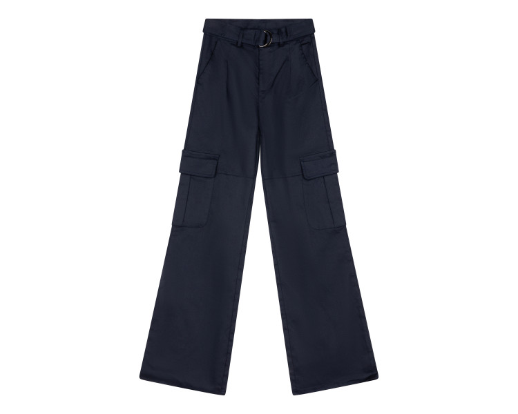 INDIAN BLUE : Wijde cargo broek in donker blauw