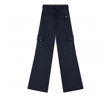 INDIAN BLUE : Wijde cargo broek in donker blauw