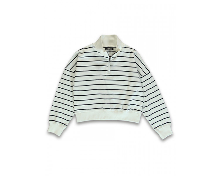 LEMON BERET : Korte sweater met rits en strepen LEMON BERET : Korte sweater met rits en strepen