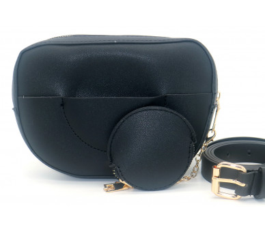 Bum-Shoulder Bag with Wallet and Belt 20x15x5cm Bl