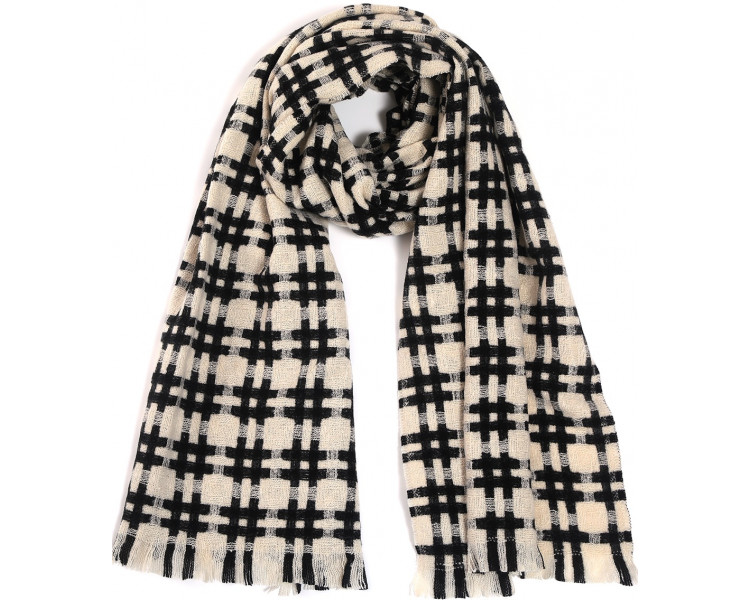 No. 4 Scarf Checkered 190x65cm Black