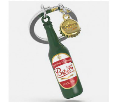 GREEN BEER BOTTLE KEYRING