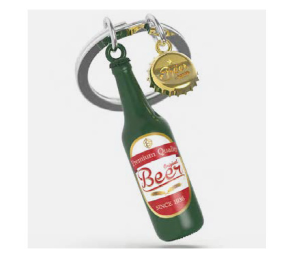 GREEN BEER BOTTLE KEYRING