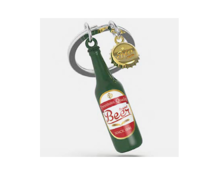 GREEN BEER BOTTLE KEYRING