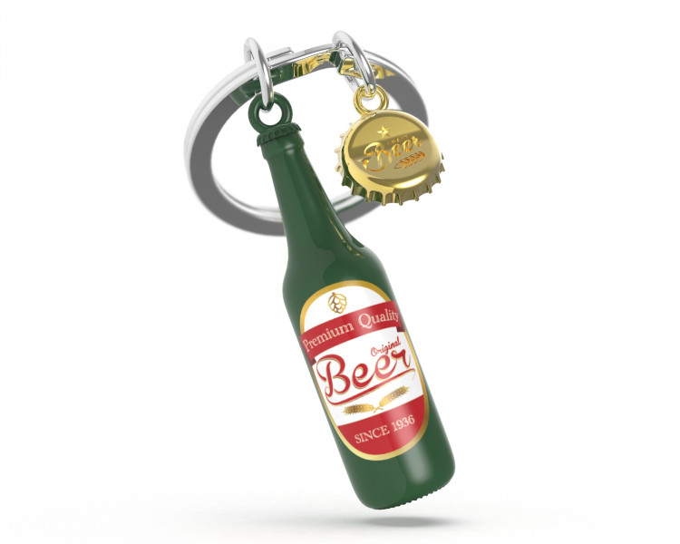 GREEN BEER BOTTLE KEYRING