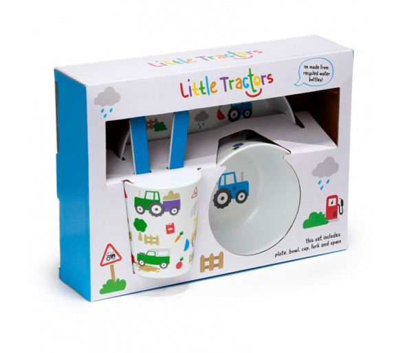 Kleine Tractors Set van 5 RPET Duurzaam Kinderservies