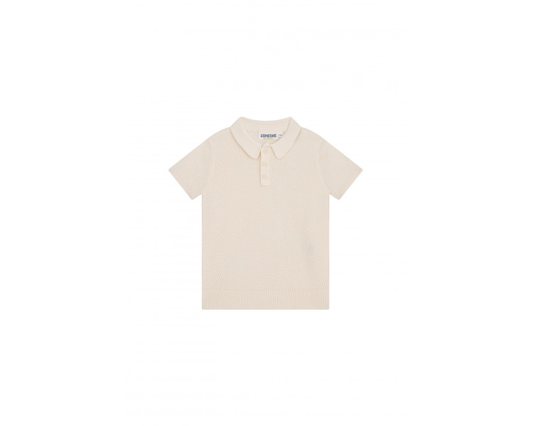 SOMEONE : Ajour gebreid poloshirt