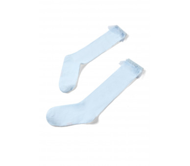 SOMEONE: Ecru socks with a transparant frill on it