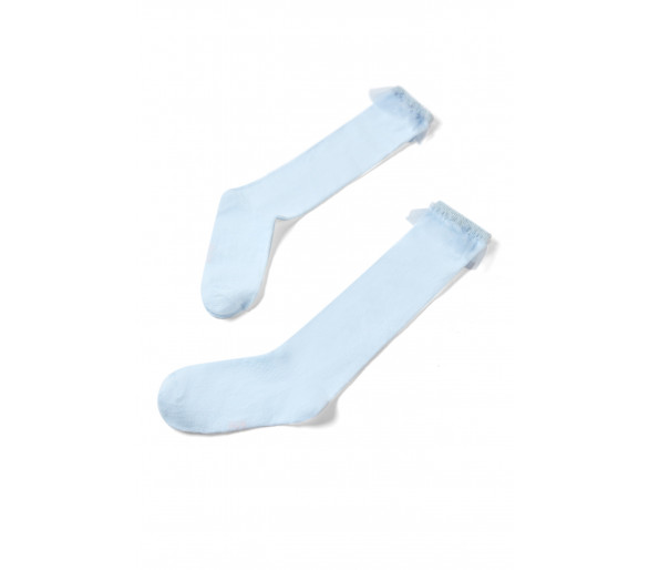 SOMEONE: Ecru socks with a transparant frill on it