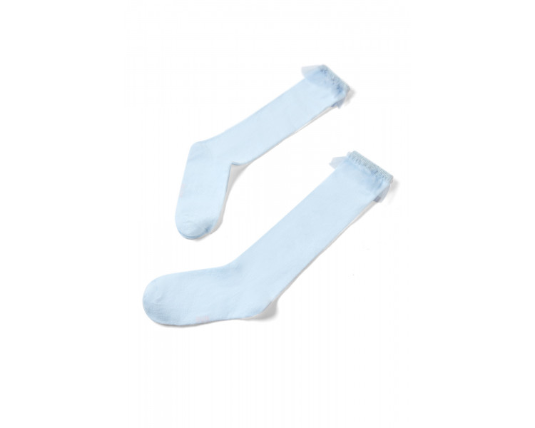 SOMEONE: Ecru socks with a transparant frill on it