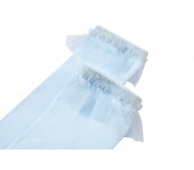 SOMEONE: Ecru socks with a transparant frill on it
