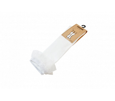 SOMEONE: Ecru socks with a transparant frill on it