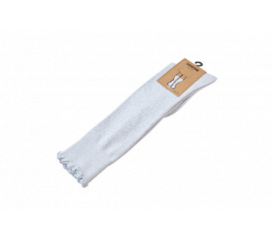 SOMEONE: Golden lurex socks with small frills.