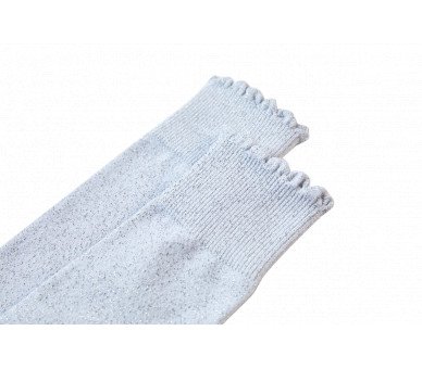 SOMEONE: Golden lurex socks with small frills.