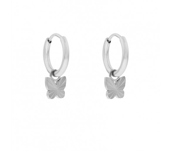 Petites boucles d'oreilles avec pendentif papillon flammé