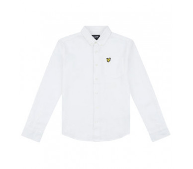 LYLE & SCOTT : Oxford effen wit hemd met logo