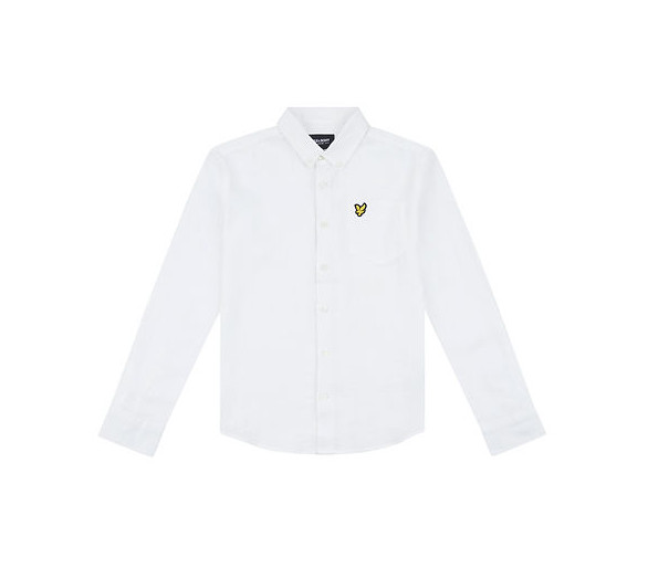 LYLE & SCOTT : Oxford effen wit hemd met logo