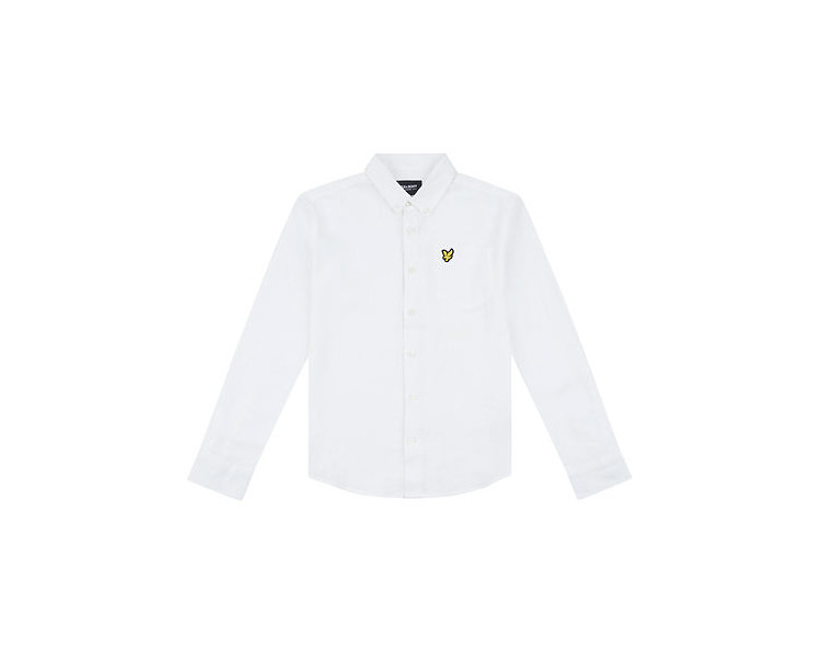 LYLE & SCOTT : Oxford effen wit hemd met logo