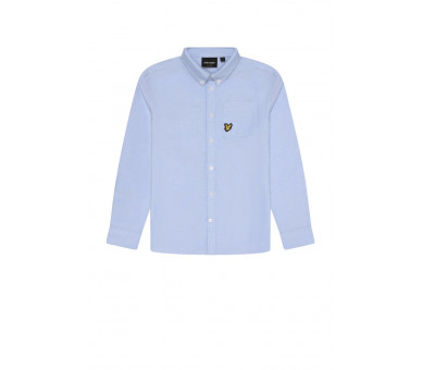 LYLE & SCOTT : Oxford effen licht blauw hemd met logo