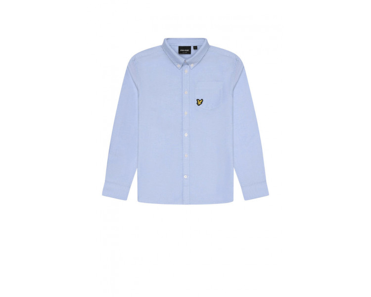 LYLE & SCOTT : Oxford effen licht blauw hemd met logo