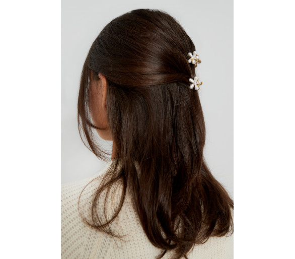 Pearl flower haarclip - wit Goud kleur