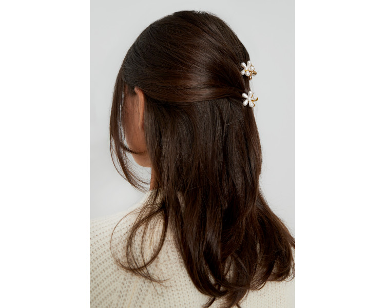 Pearl flower haarclip - wit Goud kleur