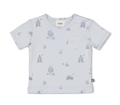 FEETJE : Ribbed t-shirt AOP - Farm Life Blue