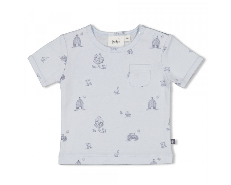 FEETJE : Ribbed t-shirt AOP - Farm Life Blue