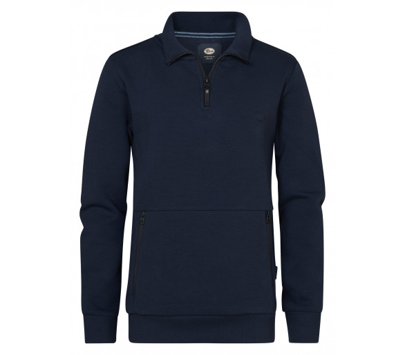 PETROL : Sweater met rits bovenaan