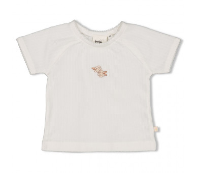 FEETJE : T-shirt pointelle - Flower Field Offwhite