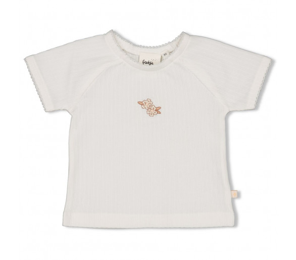 FEETJE : T-shirt pointelle - Flower Field Offwhite