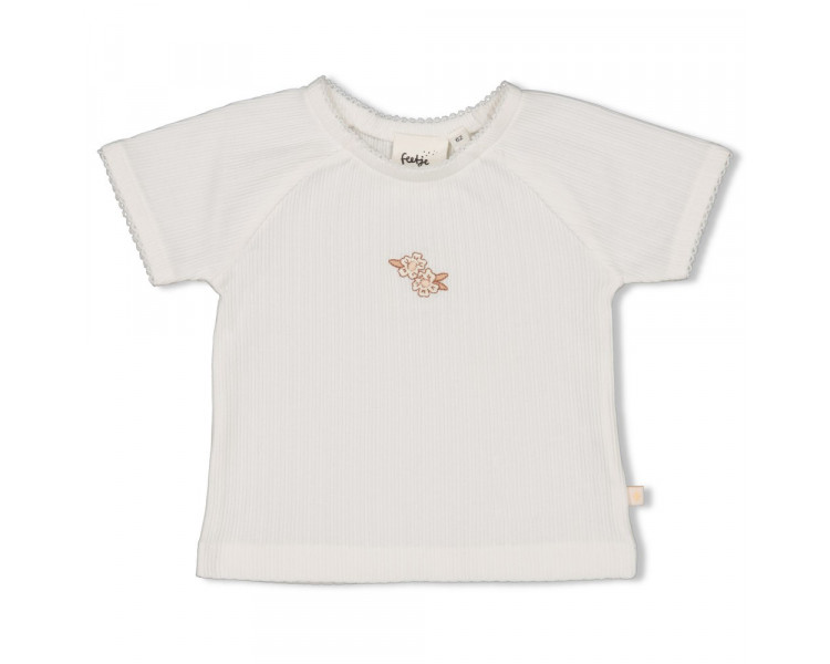 FEETJE : T-shirt pointelle - Flower Field Offwhite