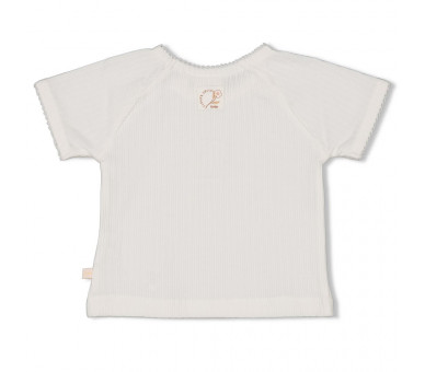 FEETJE : T-shirt pointelle - Flower Field Offwhite