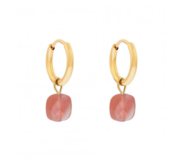 Boucles d'oreilles minimalistes grand carré rose