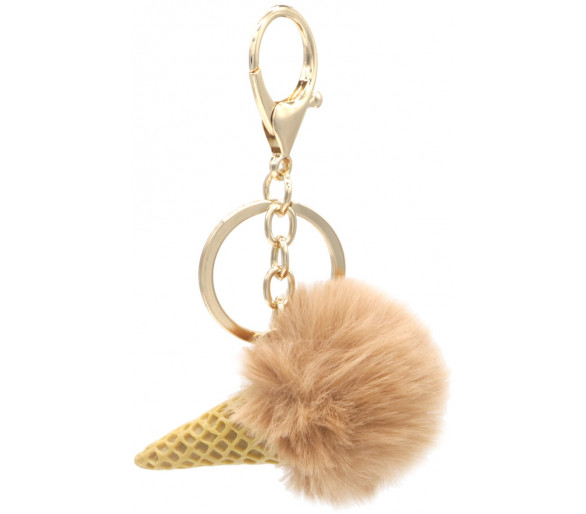 Porte-clés glace 6 cm beige