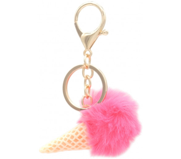 Porte-clés cornet de glace 6cm rose