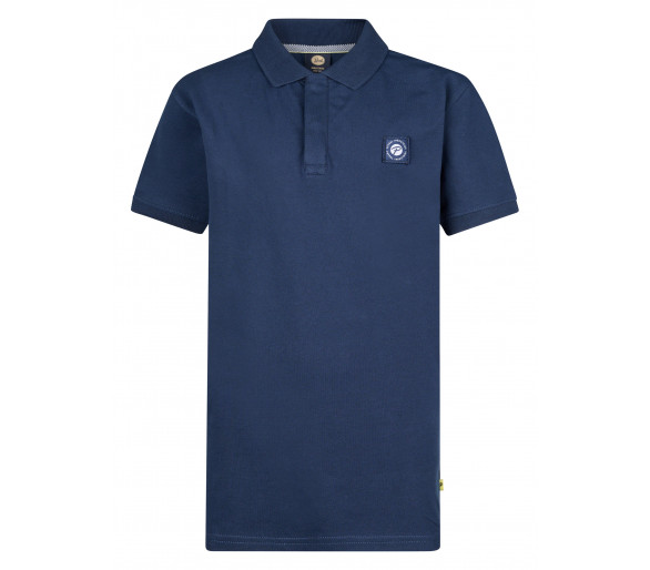 PETROL : Polo uni avec logo sur la poitrine